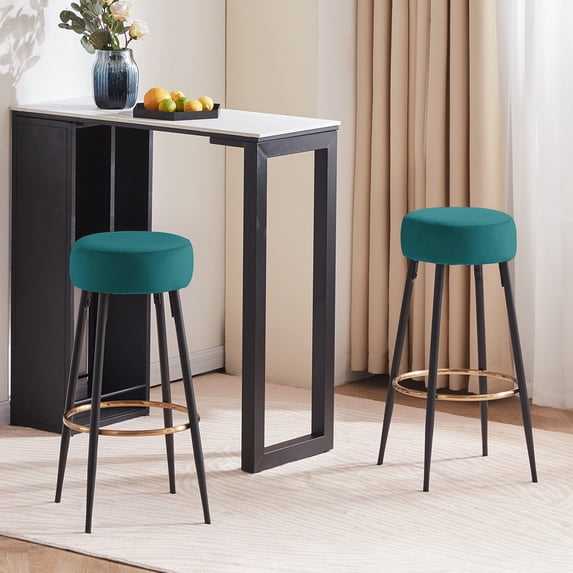 Duhome 30" Backless Velvet Bar Stools Set of 2, Modern Counter Stools for Kitchen, Atrovirens
