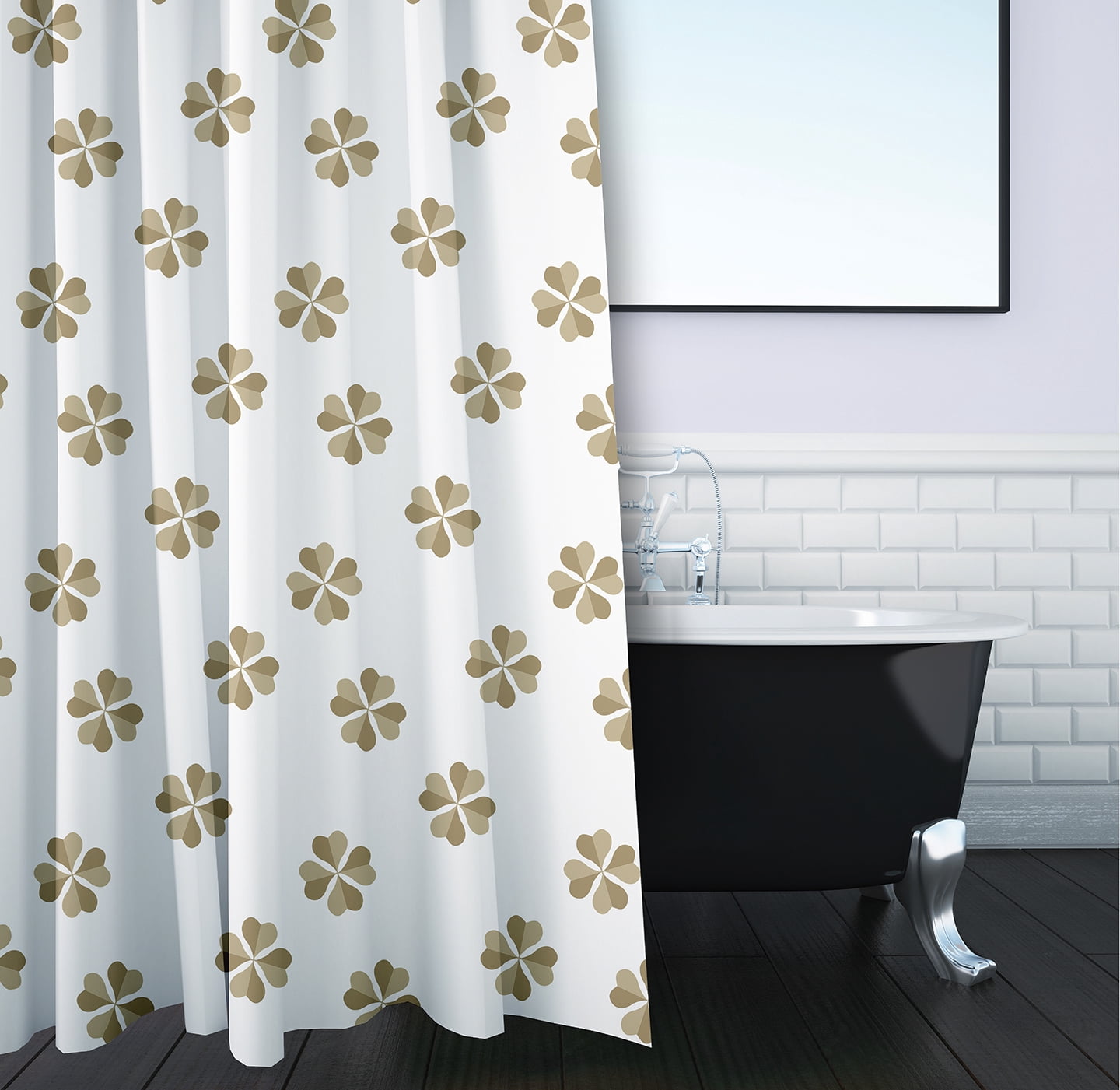 Simply Daisy 70" W x 73" L Lucky Patch Polyester Shower Curtain, Sustainable Green [1 Ct]