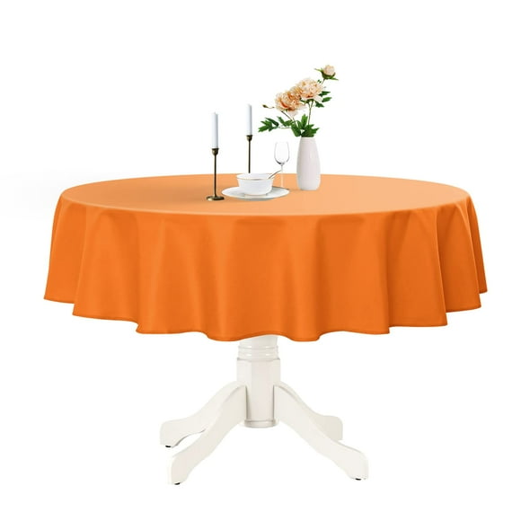 Romanstile Nappe Ronde Imperméable, Résistante aux Taches, Lavable, Sans Plis, en Polyester pour Cuisine, Salle à Manger, Fête, Mariage, Intérieur et Extérieur - Orange, 90 Pouces