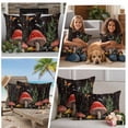 thumbnail image 5 of Mushrooms Outdoor Waterproof Pillow Covers, Butterfly Botanical Country Plants Black Decorative Square Throw Pillowcase Sofa Cushion Sham for Patio/Couch/Chair, 24"x24" 2 Pack, 5 of 8