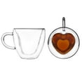thumbnail image 2 of Heart Shaped Double Walled Insulated Glass Coffee Mugs or Tea Cups, Double Wall Glass- Clear, Unique & Insulated with Handle, 2 of 5