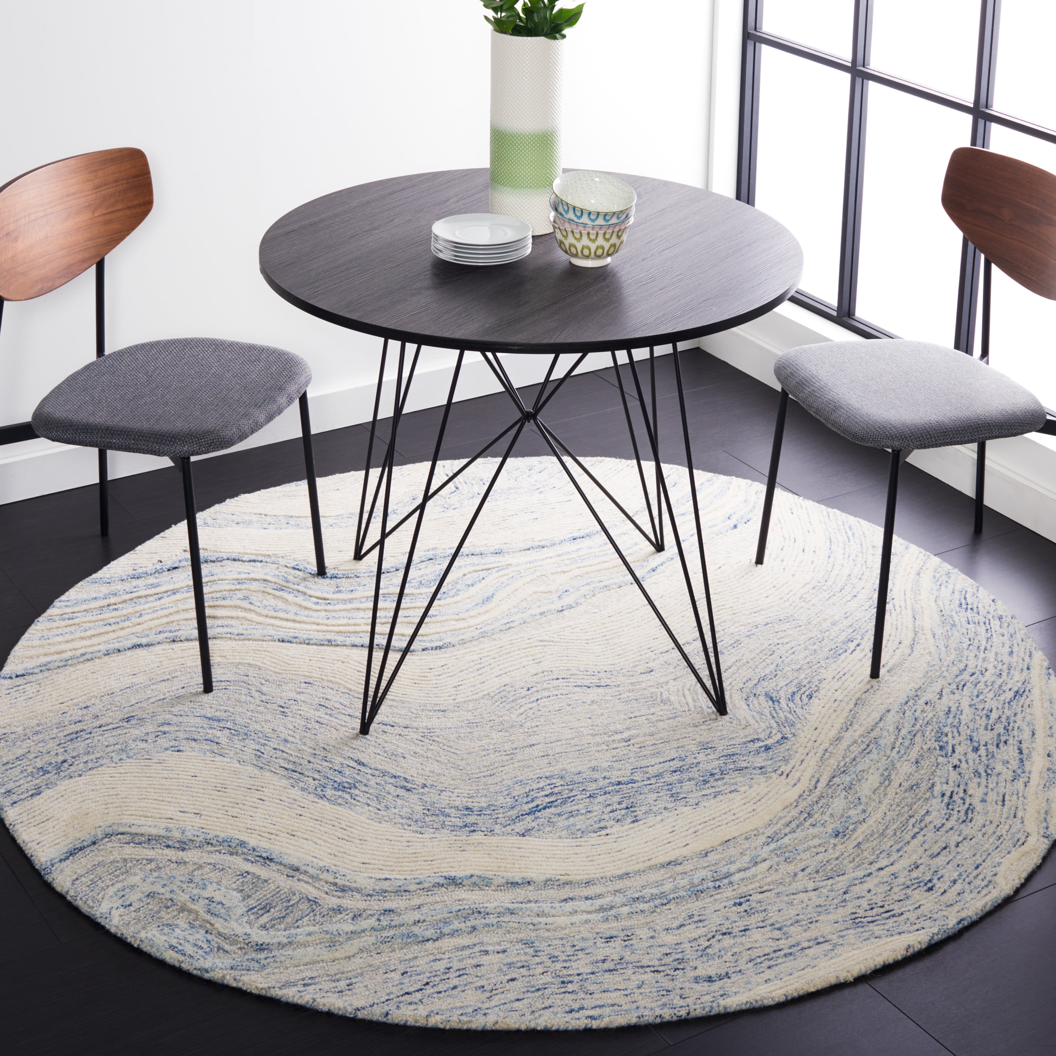 SAFAVIEH Fifth Avenue Deangelo Abstract Area Rug, Blue/Ivory, 6' x 6' Round