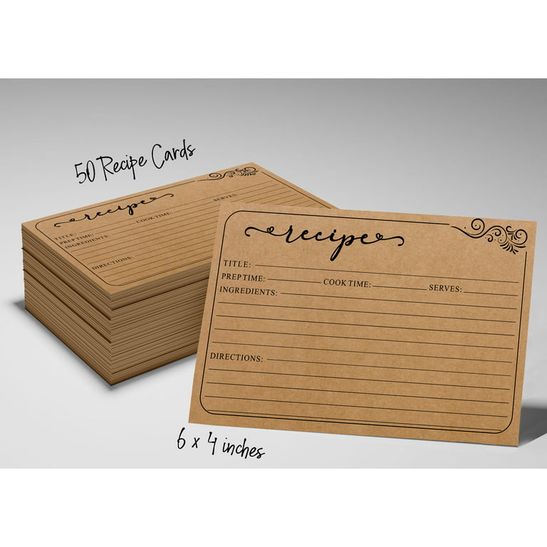 4x6 Inch, Cut Thicken Card Stock Double Sided Recipe Cards, 50