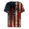 thumbnail image 4 of Red White and Blue Blouse 4th of July Shirts Patriotic Shirts Fourth of July Shirts Womens Independence Day Printed Button Up Short Sleeve V-Neck Top/Shirt, 4 of 5