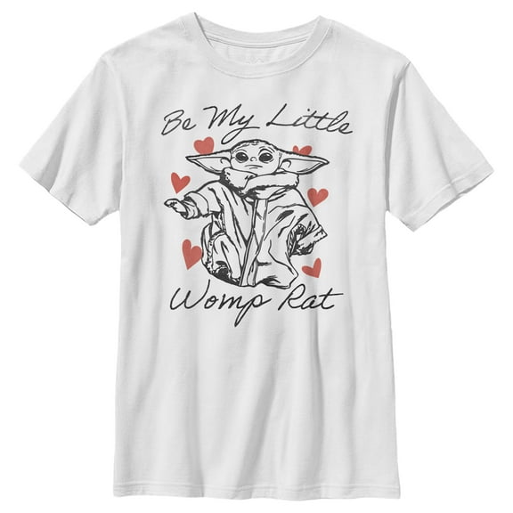 Boy's Star Wars: The Mandalorian Valentine's Day The Child Be My Womp Rat Graphic Tee White Small