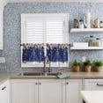 thumbnail image 6 of Christmas Tree Red Ball Kitchen Curtains and Valances Set, White Pine Branch Winter Snowflake Navy Rod Pocket Window Valance Window Curtain Panels for Living Room Bedroom Laundry, 27.5x36in, 3 Pieces, 6 of 7