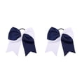 thumbnail image 4 of Sonducket Banda para el cabello grande Nudo de lazo Elástico Adornos a juego de color Coleta Titular Cabellos Cuerda Scrunchies Accesorios Azul azul marino+blanco 2Conjunto, 4 of 6