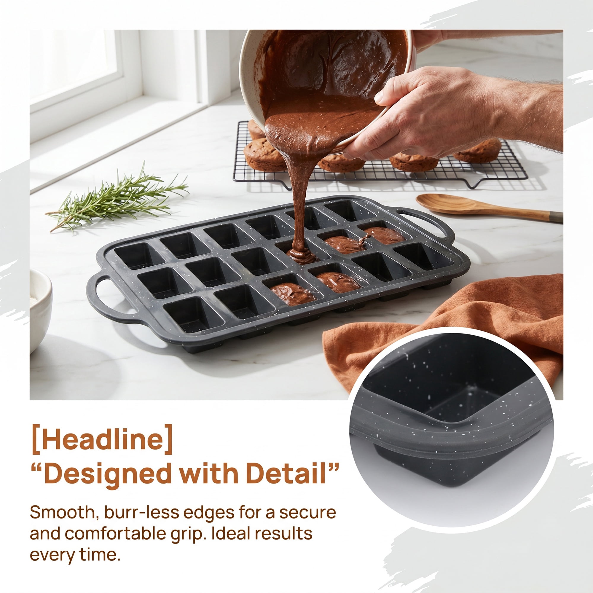 Unique Bargains Baking Pan 24-Cup Speckled Tray with Dual Loop Handles Black 14.8"x9.9"x1"