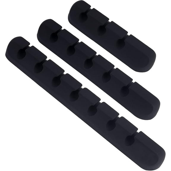1set 3Pcs Cable Holder Clips Silicone Adhesive Data Line Management Organizer for Mouse Power Cord USB Wire Phone PC Cable Office Home Table Storage Supplies(with 7/5/3 Slots) Black Black DIY
