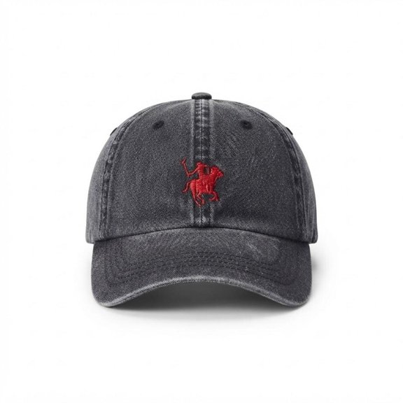 Gorra Polo Club Yorkshire Unitalla con Logo Bordado y Efecto Acid Wash Negro