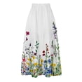 thumbnail image 4 of Gamivast Skirts for Women Elastic Waist Floral Maxi Skirt Tiered Long Skirt with Pockets Boho Skirt Holiday Skirt for Vacation Travel Weekend Wear Outfit White L, 4 of 7