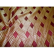 Fabric Robert Allen Beacon Hill Soubrette Garnet Gold Lattice Silk Drapery ZJ18