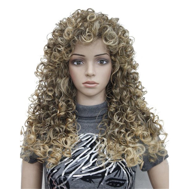 Aimole Pelucas largas y rizadas de pelo sintético resistente al calor, peluca de mujer Cosplay (6T24B)