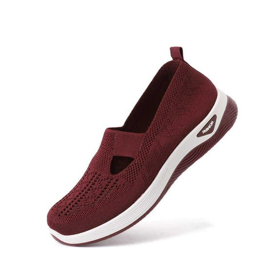 Wovix Women's Walking Shoes Slip On Casual Moderatearch Support Mesh-Comfortable Workout Sneakers Lightweight Breathable Woven Soft Sole Shoes
