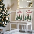 thumbnail image 3 of Merry Christmas Chair Covers Set of 1 Vintage Xmas Trees Stars Winter Snowflakes Linen Texture Chair Back Covers Stretch Removable Washable Slipcovers Protector for Dining Room Kitchen Party Decor, 3 of 5