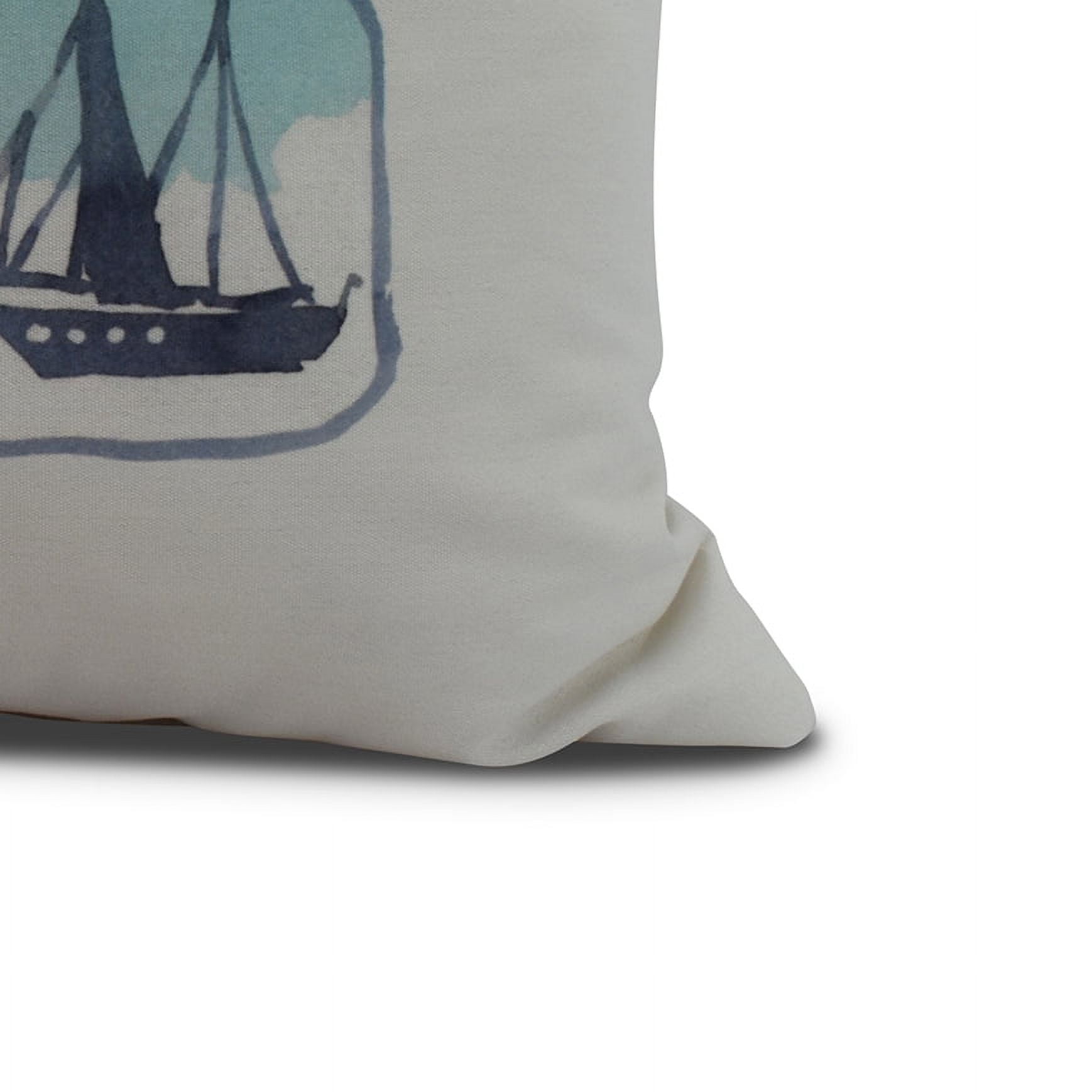 Simply Daisy, 20" x 20" Sea Tools, Geometric Print Outdoor Pillow, Ivory