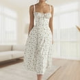 thumbnail image 3 of Robe Midi à Bretelles pour Femme, Imprimé Floral, Mode, Sans Manches, Robe Féminine, Vestidos, 3 of 7