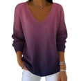 thumbnail image 4 of Dgankt Womens Shirts Casual Gradient Floral V-Neck Long-Sleeved Loose Shirt and Versatile Top,Sizes S-5XL, 4 of 6