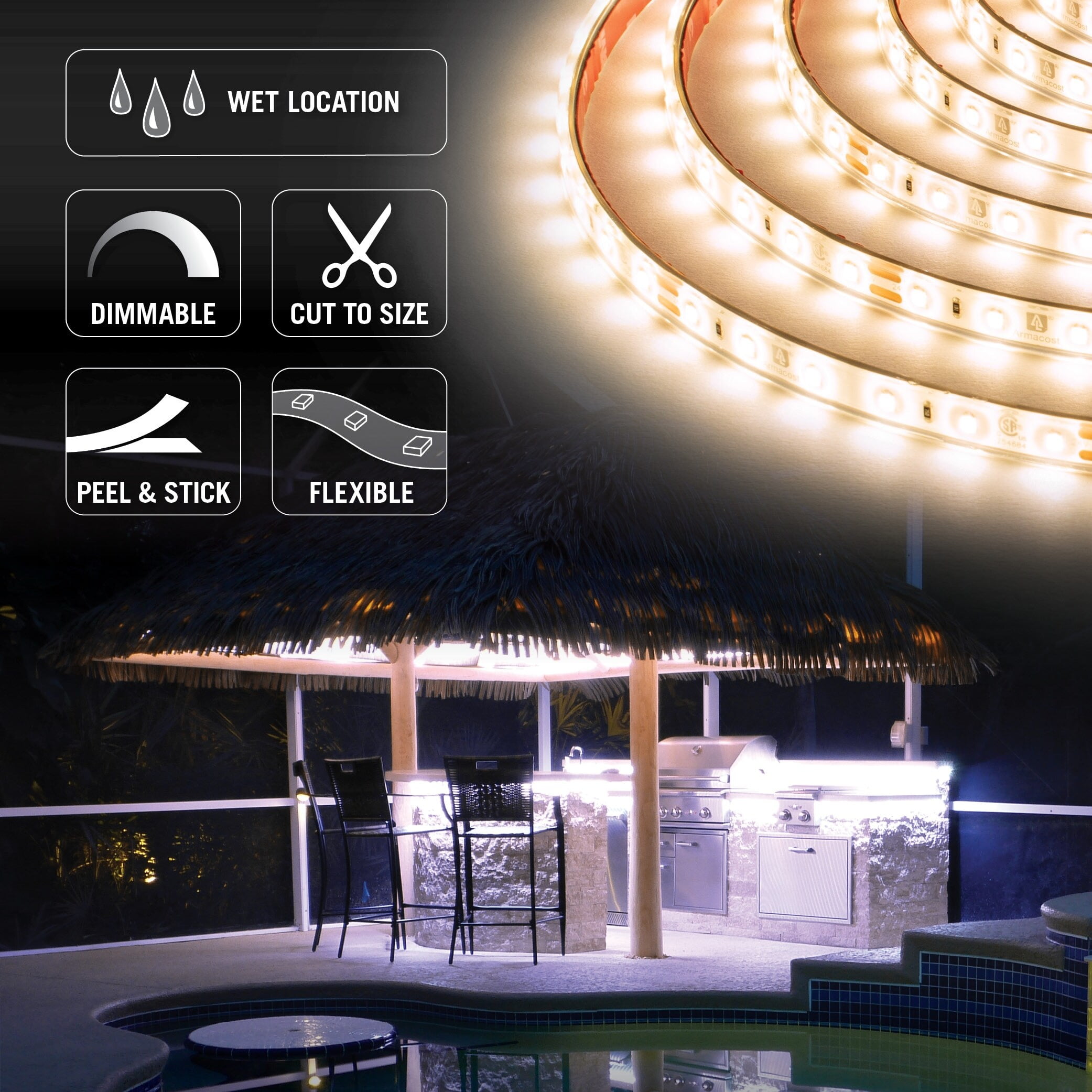 Armacost Lighting RibbonFlex Pro 24-Volt White Outdoor IP67 LED Tape Light 32 ft