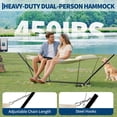 thumbnail image 2 of Hamac Portable Double pour 2 Personnes pour Extérieur avec Oreiller, Hamac Portable Robuste avec Support en Acier Réglable pour Patio, Jardin, Plage, Arrière-Cour, 2 of 9