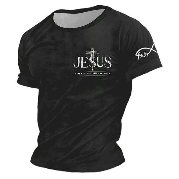 YANGXINX Men's Christian T-Shirts Stylish Faith Cross Bible Verse Graphic Short Sleeve Tees Casual Stretchy Classic Fit Inspirational Tops