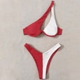 thumbnail image 2 of Women's Color Block Halter Bikini Set High Slit for Casual and Stylish Beach Outfits Bathing Suit, 2 of 7