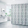 thumbnail image 2 of Grey Fabric Geometric Shower Curtain W 84 x H 72,Waterproof Design and Polyester,Quick-Drying, Weighted Hem, Extra Wide Size Shower Curtains Set for Bathroom,Durable and Washable with 16 Hooks, 2 of 5