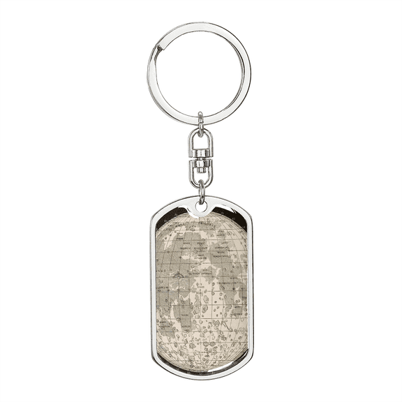 Celestial Earth Stainless Steel or 18k Gold Premium Swivel Dog Tag Keychain