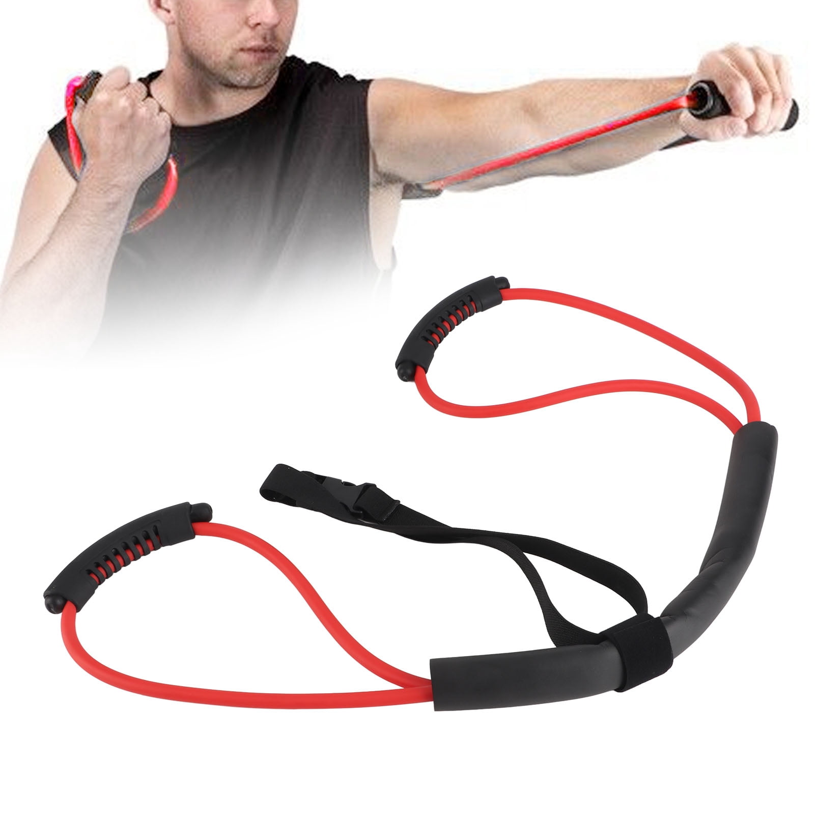 YAHHU Upgraded Resistance Band Arm and Back Strength Training Stretch Band with Comfortable Handle for Home Workout Boxing Speed Training Red 20LB