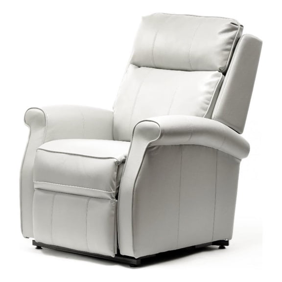 Lehman Dove White Faux Leather Traditional Recliner and Lift Chair