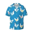 thumbnail image 4 of Uemuo Cartoon Chicken Pattern Cotton Linen Short Sleeve Shirts,Casual Lightweight Button Down Shirts,Vacation Beach Summer Tops-, 4 of 7