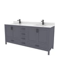 thumbnail image 3 of Ayna Decors Rooh 72 in Charcoal Grey Double Sink Bathroom Vanity Set with White Quartz Countertop and Brass Faucets | Pop-Up Drain and P-Trap Included | Black Hardware, 3 of 10