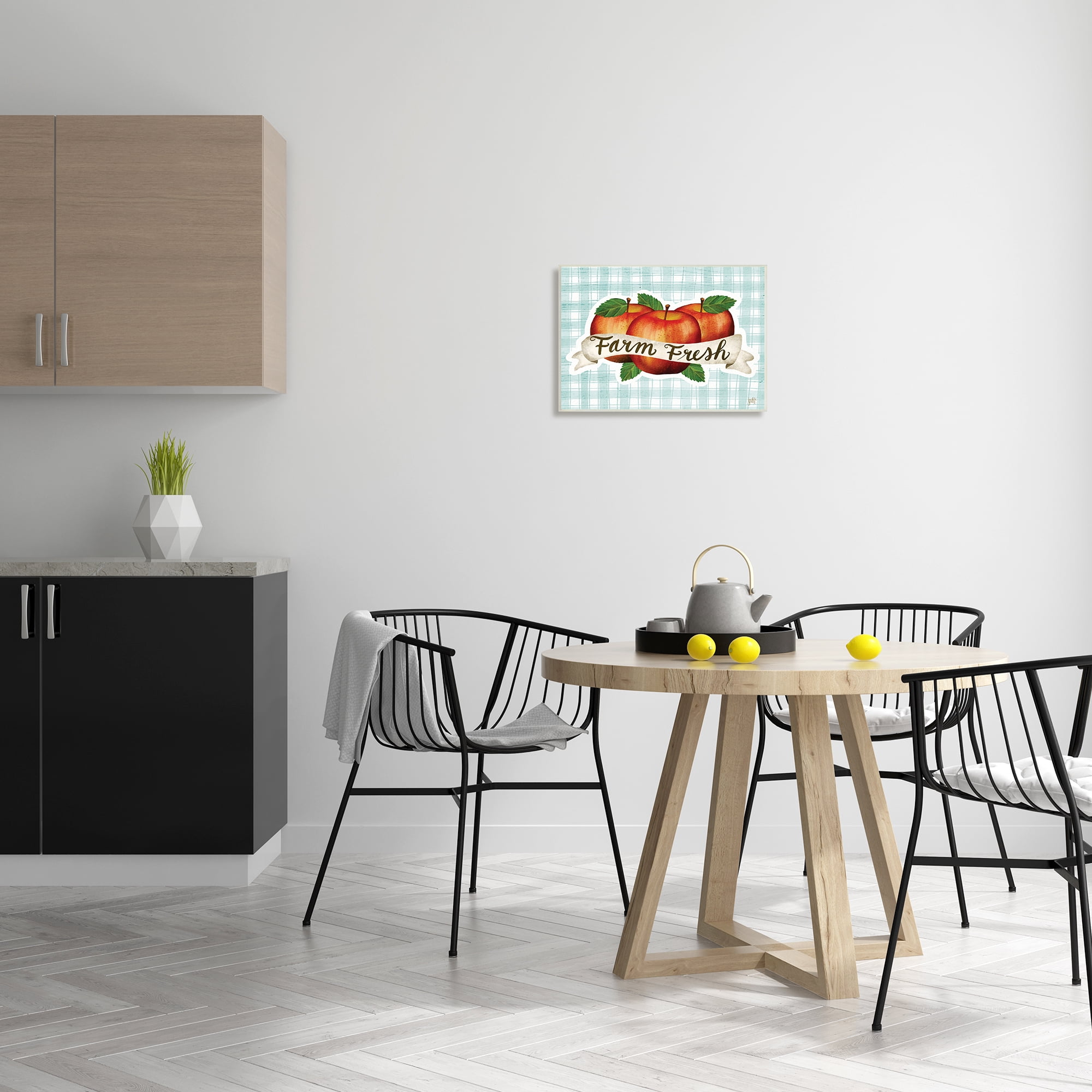 Stupell Industries Farm Fresh Red Apples over Blue Farm Plaid Country Painting Unframed Art Print Wall Art, 13 x 19, Design by Jackie Quigley