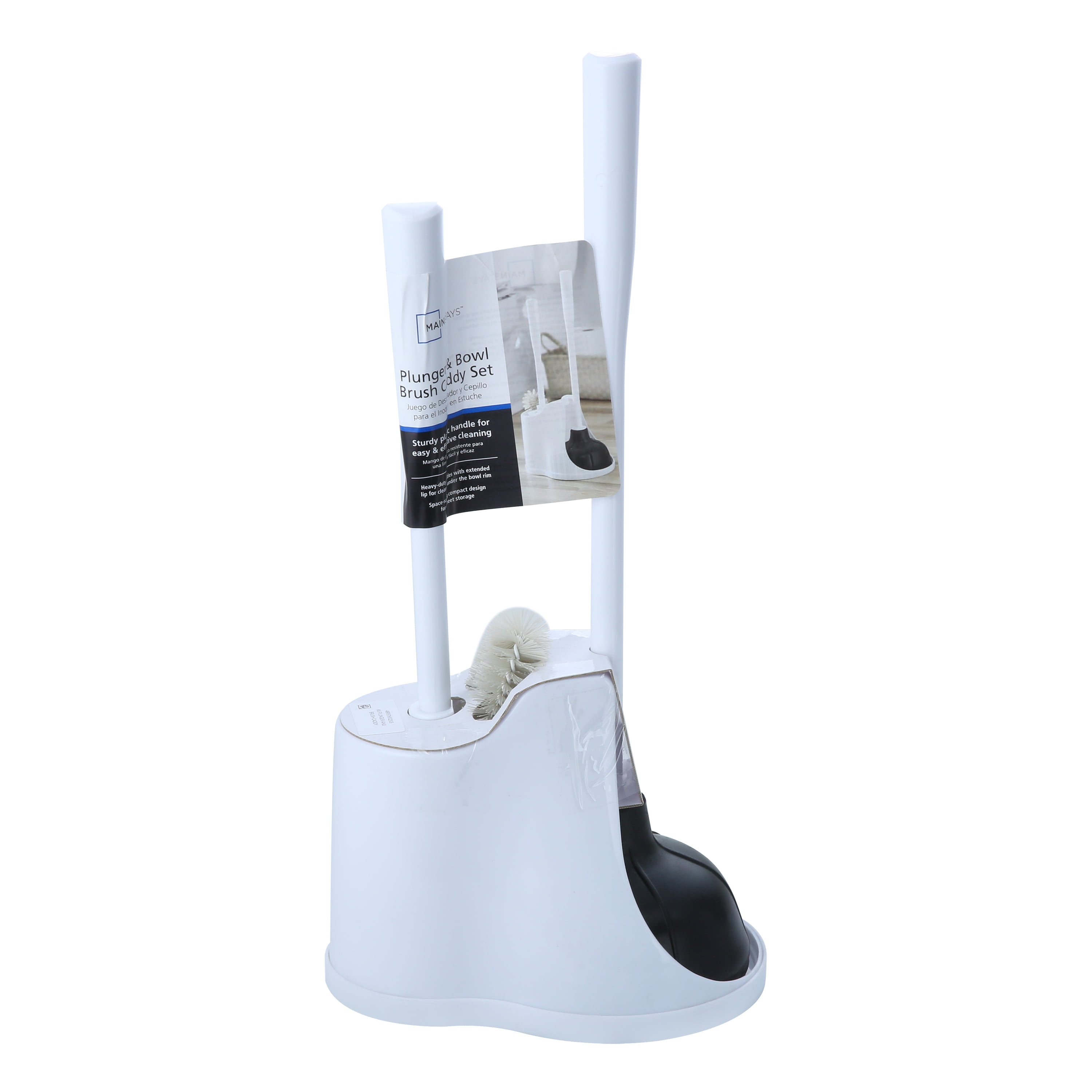 Mainstays 3-Piece Toilet Plunger and Brush Set with Storage Caddy