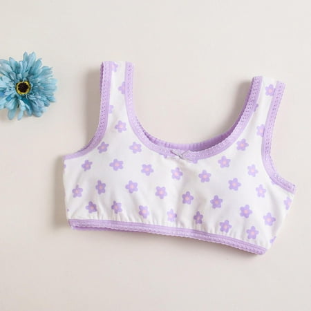 ATOGUTA Girls Training Bra Cute Sports Bra for Kids Scoop Neckline Fitness Yoga Bra Strap Crop Top