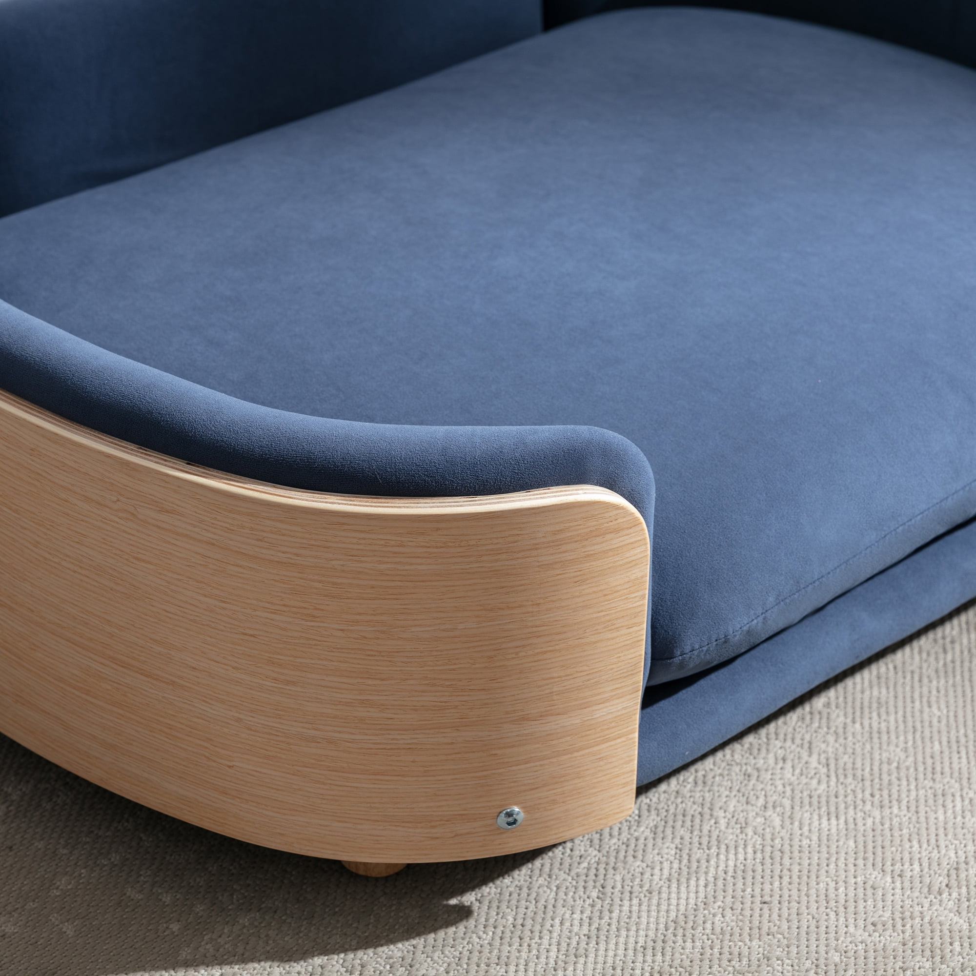 Pefilos 38" Elevated Dog Bed Pet Sofa with Solid Wood Legs and Bent Back, Cat Sofa Bed Velvet Cushion Couch Furniture, Blue Pefilos 38" Elevated Dog Bed Pet Sofa with Solid Wood Legs and Bent Back, Cat Sofa Bed Velvet Cushion Couch Furniture, Blue