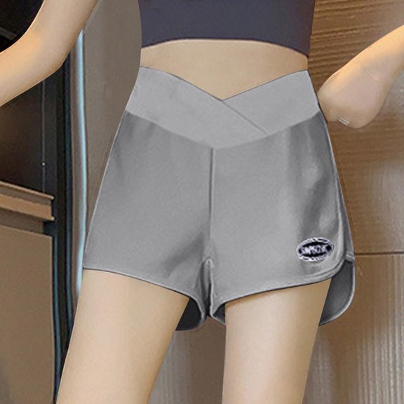 Women's Maternity Shorts Adjustable Cross Waist Pregnancy Lounge Workout Running Pajama Sleep Shorts Gray L