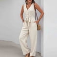 thumbnail image 4 of Sentmoon Casual Jumpsuits for Women Rompers for Women 2026 Sleeveless V Neck Solid Color Button Down Regular Fit Plus Size Overalls for Women with Pockets Summer, 4 of 8