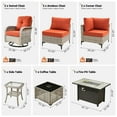 thumbnail image 4 of Ovios Outdoor Furniture 9 Pieces Patio Conversation Set with 42" Gas Fire Pit All-Weather Rattan Wicker Outdoor Sectionals with Swivel Gliding Chair and Solar Glowing Table for Backyard, 4 of 11