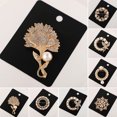 thumbnail image 3 of enjoywould Women Brooch Temperament Round Butterfly Faux Pearl Shiny Rhinestone Inlaid Fastener Buckle Wedding Gift Ladies Lapel Pin Party Jewelry Fashion Accessory, 3 of 5
