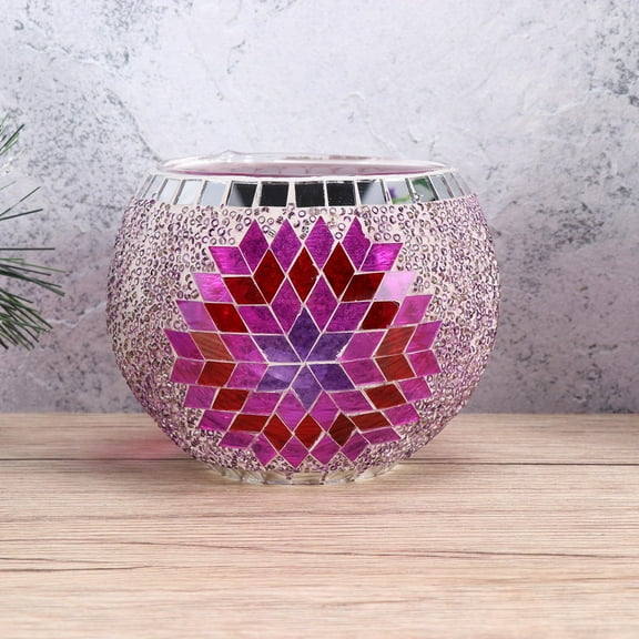 MLINS Candle Holder for Tealight Holders Glass Handmade Decor Rosy Color