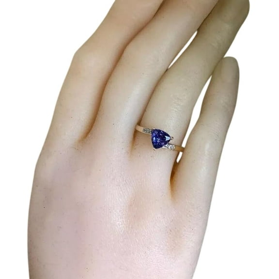 Natural Tanzanite Ring, AAA Tanzanite Gemstone Ring, December Birthstone, Zircon Ring Women Ring, Gold Micron, 925 Sterling Silver, Solitaire Ring, Dainty Minimalist Stacking jewelry, Engagement Ring