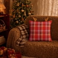thumbnail image 7 of LIORAGLJ Christmas Plaid Throw Pillow with Reindeer Antlers 3D Holiday Cushion for Sofa Bed, 7 of 7