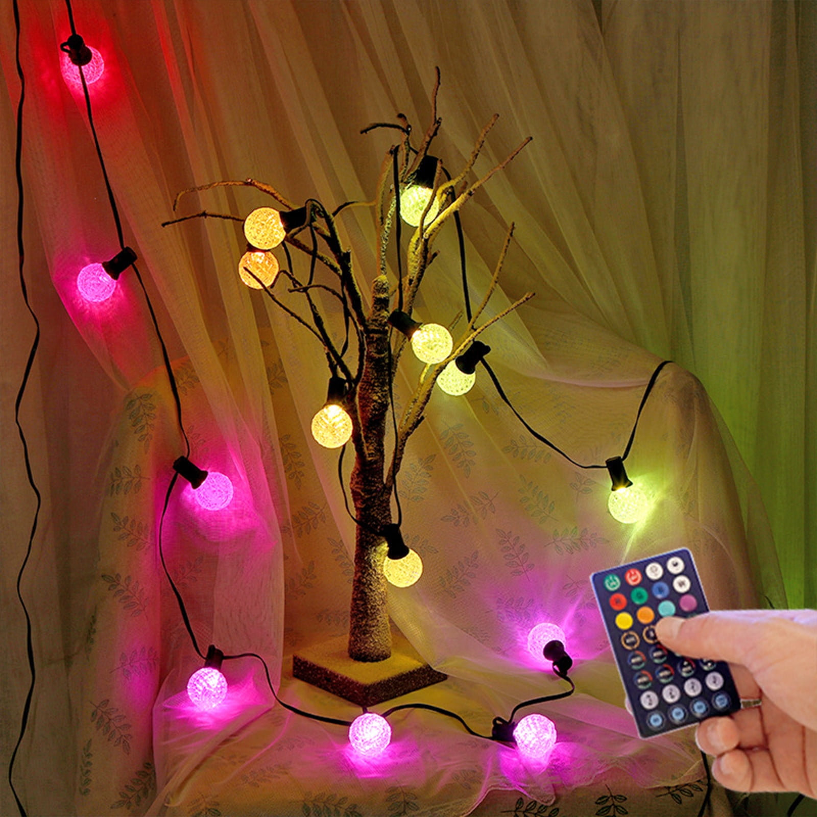 Ikohbadg Patio Umbrella String Lights, Shatterproof Globe LED String