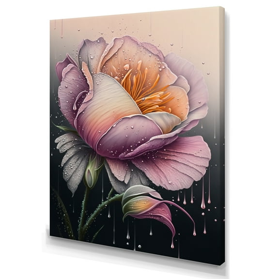 Designart Blooming Pink Rose Flowers Canvas Wall Art