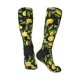 thumbnail image 4 of Easygdp Lemon Fruits Flowers Leaves Soccer Socks Sport Knee High Socks Calf Compression Athletic Socks for Men and Women, 4 of 9