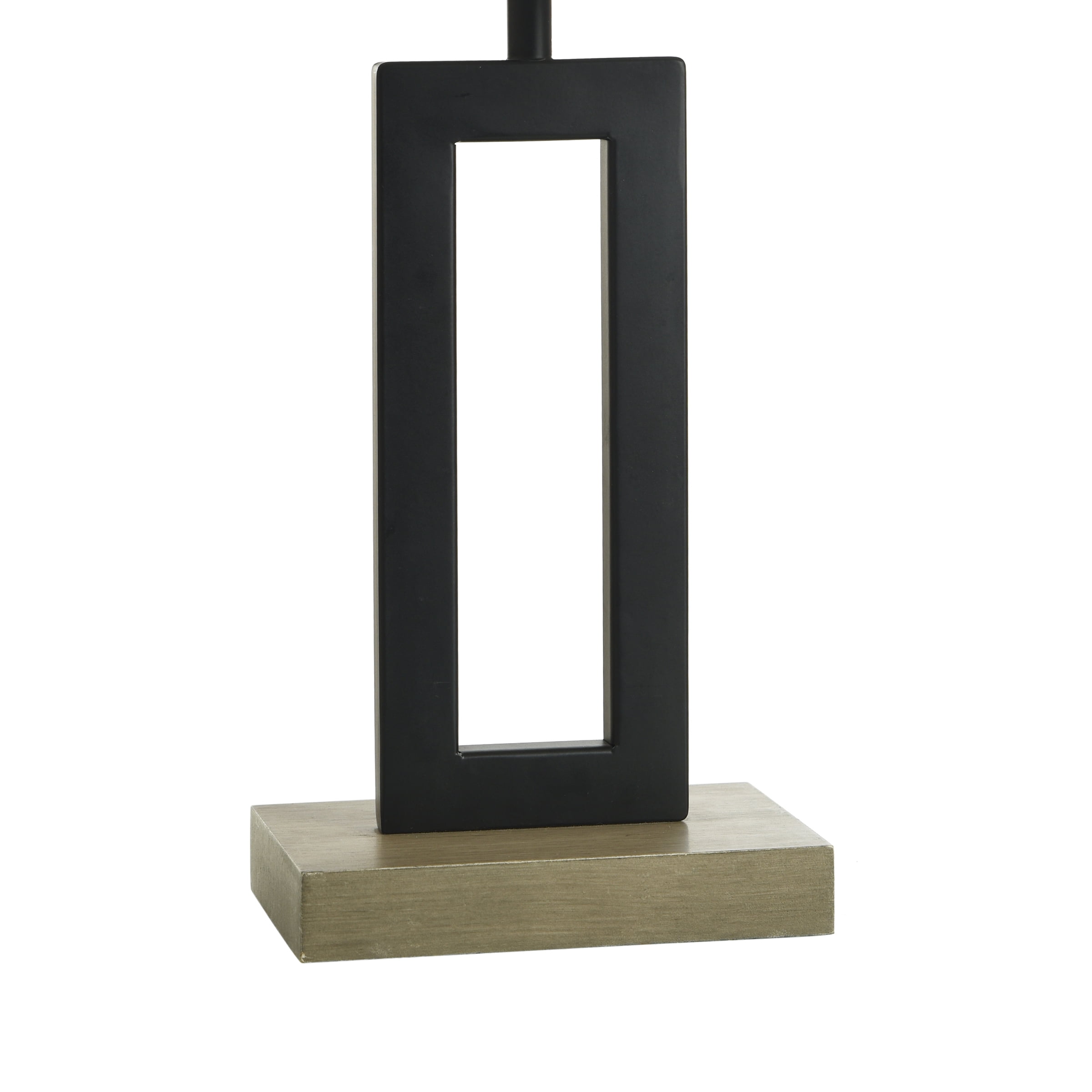 Better Homes & Gardens 18"H Metal Windowpane Table Lamp, Black Finish with Faux Wood Base