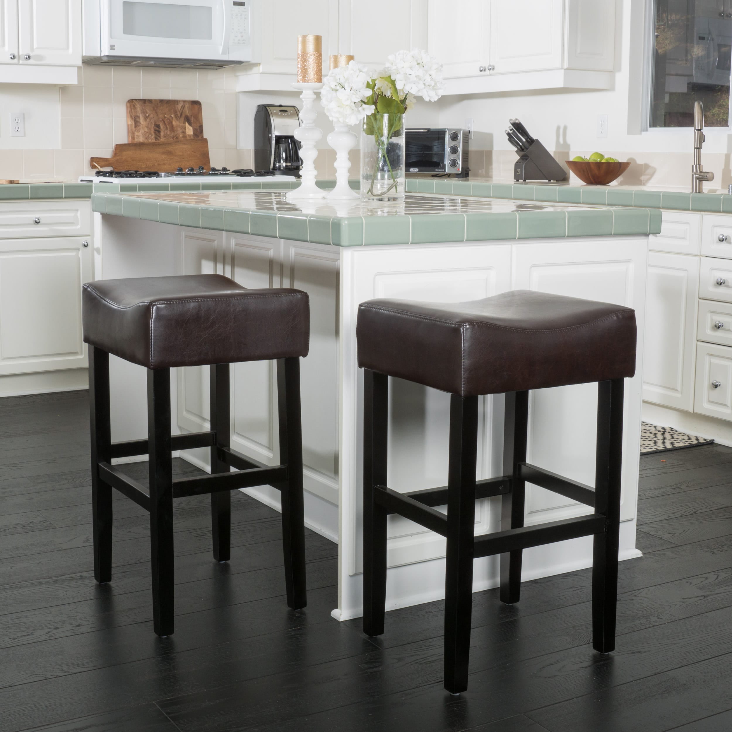 Christopher Knight Home Portman 30 Inch, Leather Backless Bar Stools