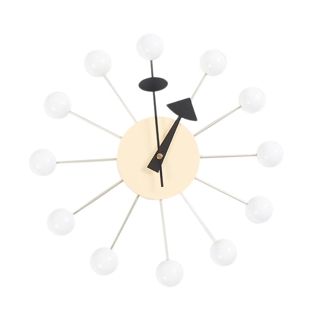 Elodie Round Ball Wall Clock Quiet Mid Century for Living Room Kitchen Decor Clocks White Ball