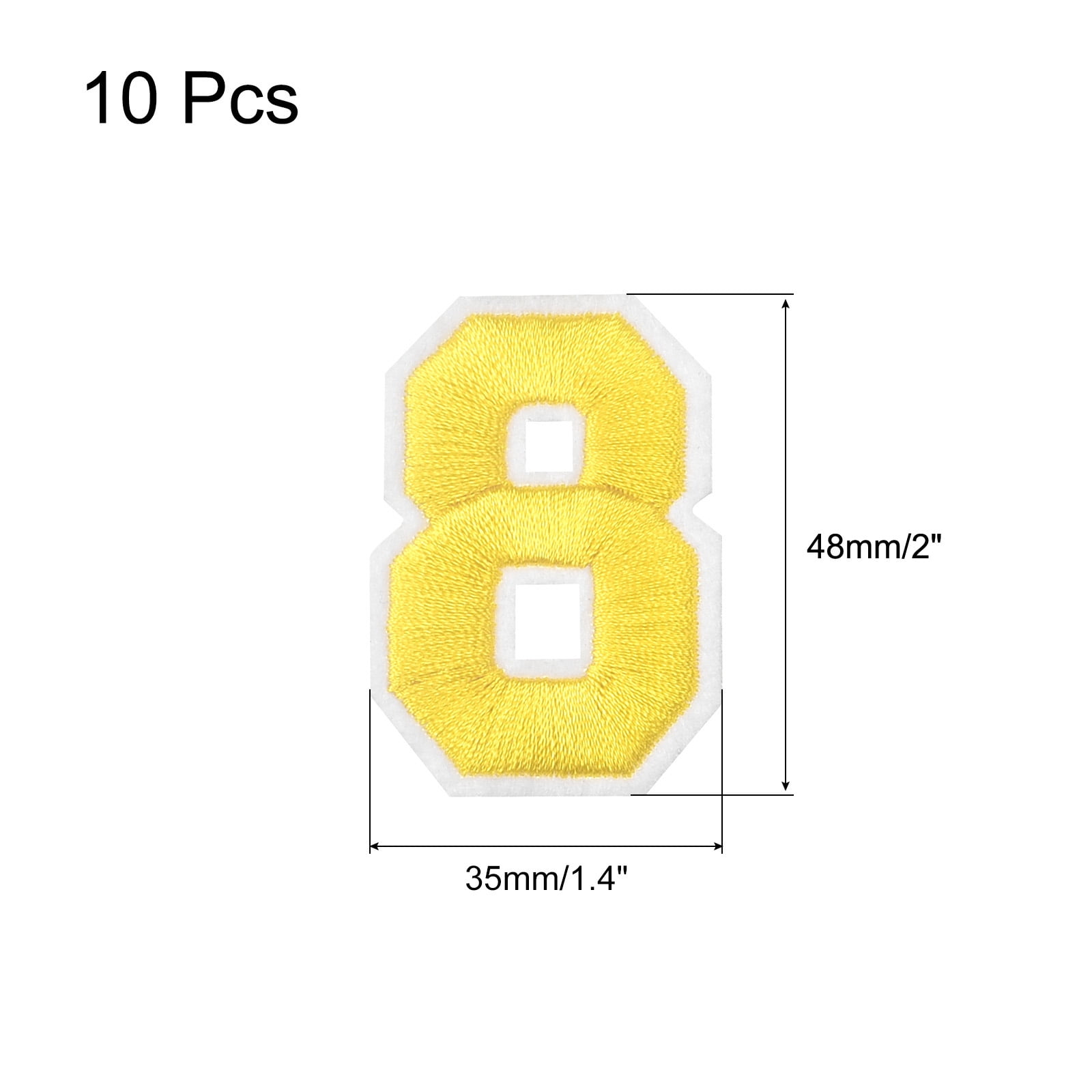 Uxcell Number Patches Embroidered Decorative Repair Patches Iron on Patches 8 Yellow 2" Height for Clothing 10Pcs